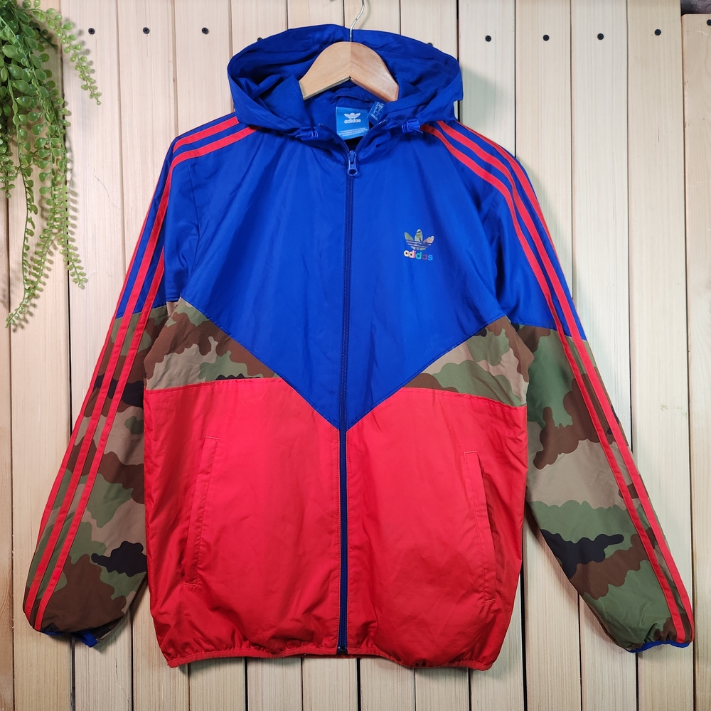 Adidas Windbreaker Camo Blue and Red Jacket